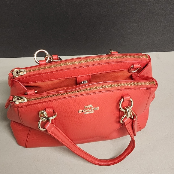 Coach F57523 Mini Christie Carryall Leather Handbag Purse Red Coral - Picture 4 of 16